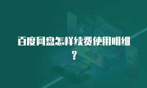 百度网盘怎样续费使用明细？