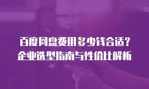 百度网盘费用多少钱合适？企业选型指南与性价比解析
