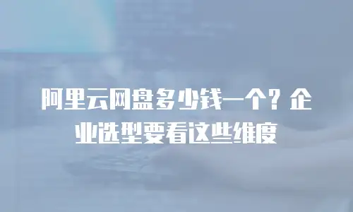 阿里云网盘多少钱一个？企业选型要看这些维度