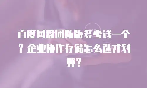 百度网盘团队版多少钱一个？企业协作存储怎么选才划算？