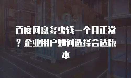 百度网盘多少钱一个月正常？企业用户如何选择合适版本