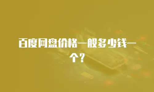 百度网盘价格一般多少钱一个？