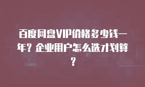 百度网盘VIP价格多少钱一年？企业用户怎么选才划算？