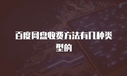 百度网盘收费方法有几种类型的