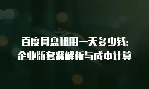 百度网盘租用一天多少钱：企业版套餐解析与成本计算
