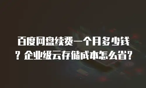 百度网盘续费一个月多少钱？企业级云存储成本怎么省？