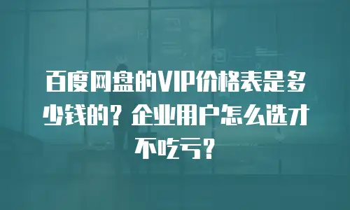 百度网盘的VIP价格表是多少钱的？企业用户怎么选才不吃亏？