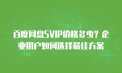 百度网盘SVIP价格多少？企业用户如何选择最佳方案