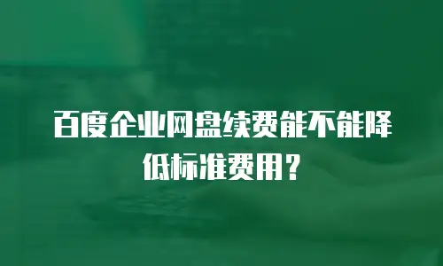 百度企业网盘续费能不能降低标准费用？