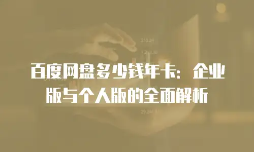 百度网盘多少钱年卡：企业版与个人版的全面解析
