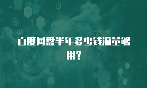 百度网盘半年多少钱流量够用？