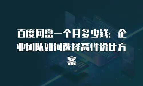 百度网盘一个月多少钱：企业团队如何选择高性价比方案