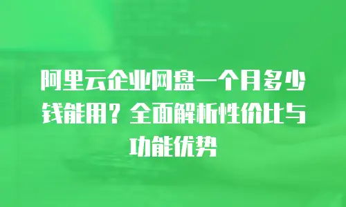 阿里云企业网盘一个月多少钱能用？全面解析性价比与功能优势