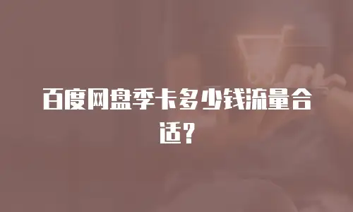 百度网盘季卡多少钱流量合适？