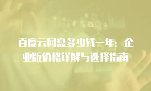 百度云网盘多少钱一年：企业版价格详解与选择指南