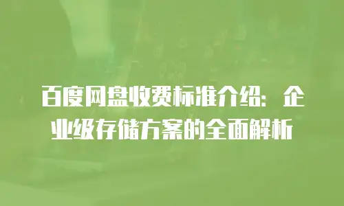 百度网盘收费标准介绍：企业级存储方案的全面解析
