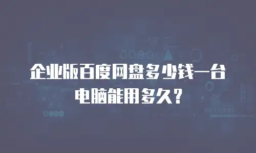 企业版百度网盘多少钱一台电脑能用多久？