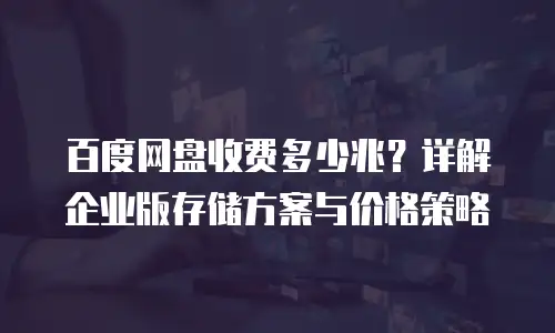 百度网盘收费多少兆？详解企业版存储方案与价格策略