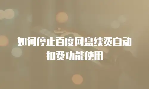 如何停止百度网盘续费自动扣费功能使用