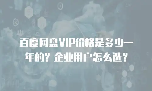 百度网盘VIP价格是多少一年的？企业用户怎么选？
