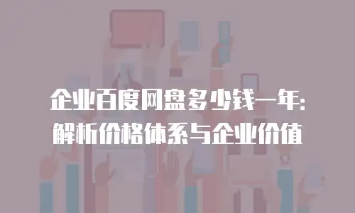 企业百度网盘多少钱一年：解析价格体系与企业价值