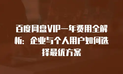百度网盘VIP一年费用全解析：企业与个人用户如何选择最优方案