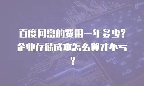 百度网盘的费用一年多少？企业存储成本怎么算才不亏？