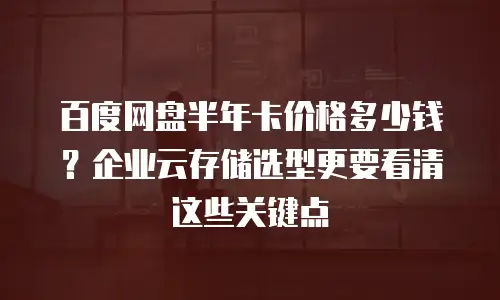 百度网盘半年卡价格多少钱？企业云存储选型更要看清这些关键点