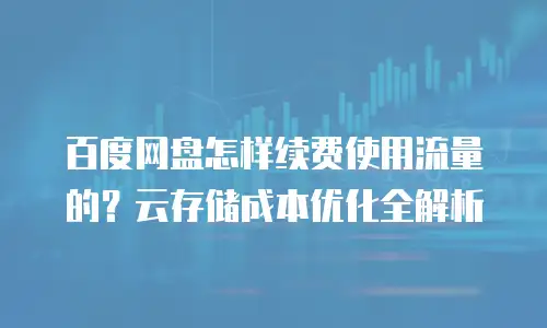 百度网盘怎样续费使用流量的？云存储成本优化全解析
