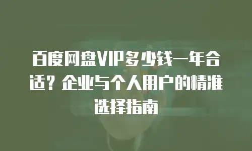 百度网盘VIP多少钱一年合适？企业与个人用户的精准选择指南