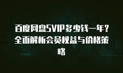 百度网盘SVIP多少钱一年？全面解析会员权益与价格策略