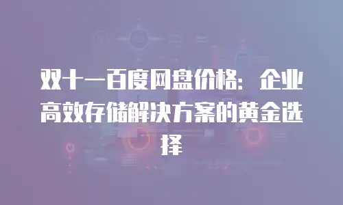 双十一百度网盘价格：企业高效存储解决方案的黄金选择