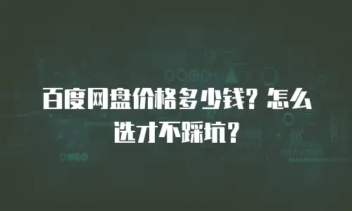 百度网盘价格多少钱？怎么选才不踩坑？