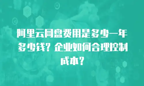 阿里云网盘费用是多少一年多少钱？企业如何合理控制成本？