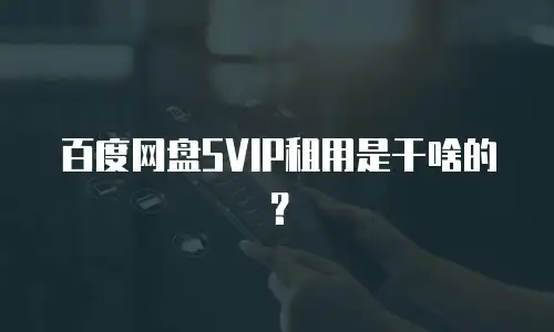 百度网盘SVIP租用是干啥的？