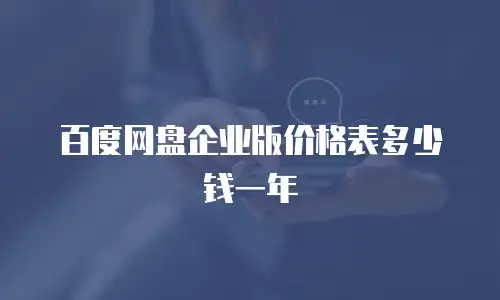 百度网盘企业版价格表多少钱一年