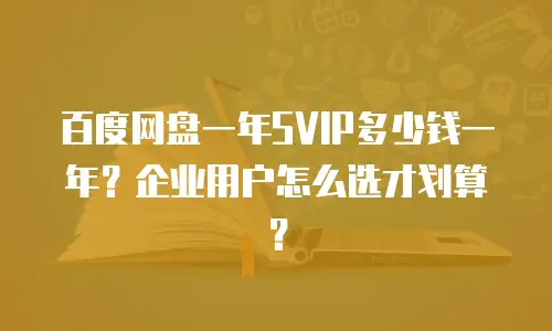 百度网盘一年SVIP多少钱一年？企业用户怎么选才划算？