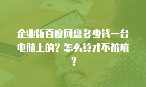 企业版百度网盘多少钱一台电脑上的？怎么算才不被坑？