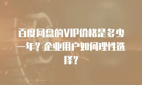 百度网盘的VIP价格是多少一年？企业用户如何理性选择？