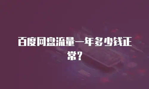 百度网盘流量一年多少钱正常？