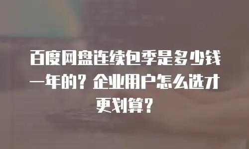 百度网盘连续包季是多少钱一年的？企业用户怎么选才更划算？