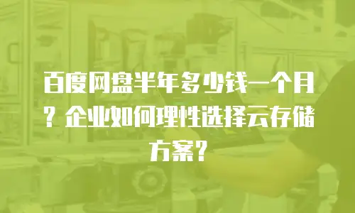 百度网盘半年多少钱一个月？企业如何理性选择云存储方案？