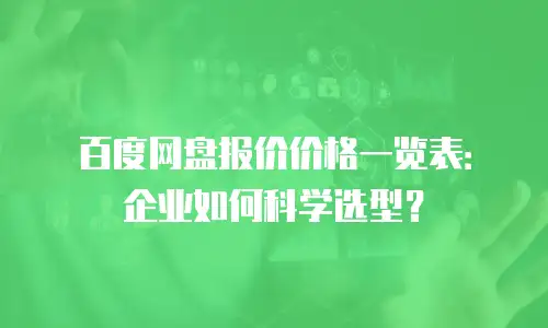 百度网盘报价价格一览表：企业如何科学选型？