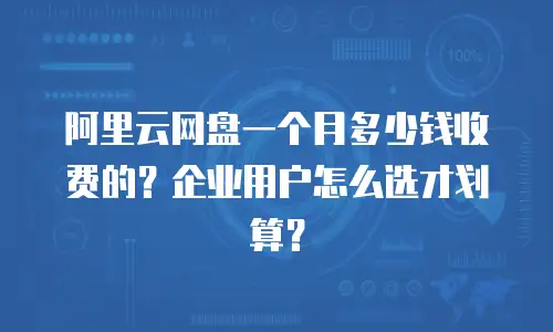 阿里云网盘一个月多少钱收费的？企业用户怎么选才划算？
