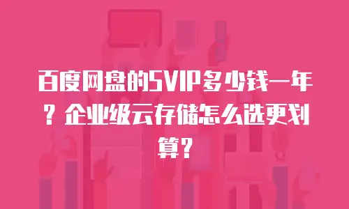 百度网盘的SVIP多少钱一年？企业级云存储怎么选更划算？