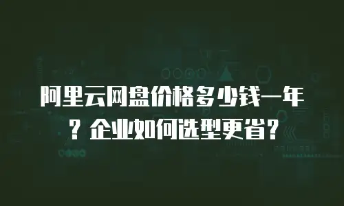 阿里云网盘价格多少钱一年？企业如何选型更省？