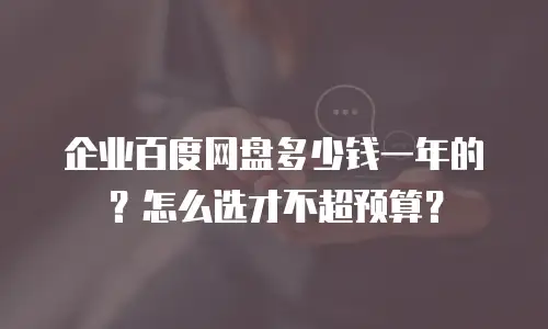 企业百度网盘多少钱一年的？怎么选才不超预算？