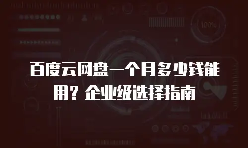百度云网盘一个月多少钱能用？企业级选择指南