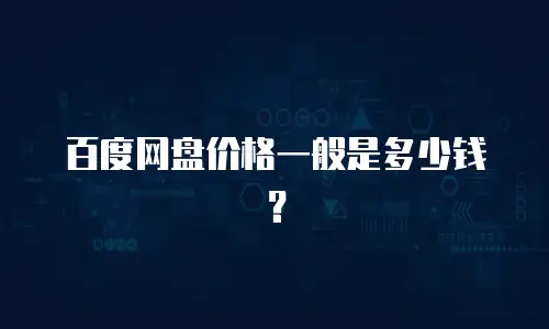 百度网盘价格一般是多少钱？