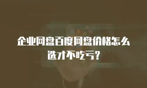 企业网盘百度网盘价格怎么选才不吃亏？